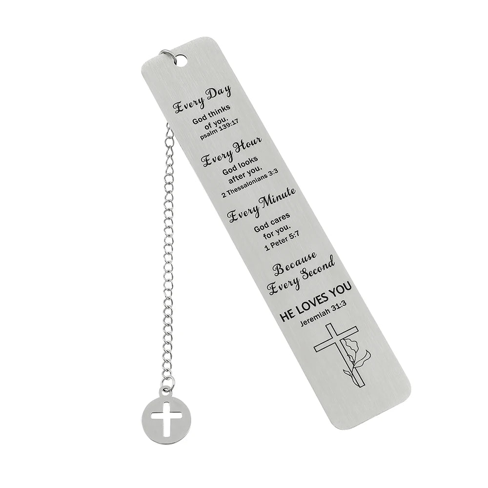 Jesus Cross Stainless Steel Hanger Bookmark, Reading Page Marking Gift for Christians, Reading Gift for Bookworms and Fans