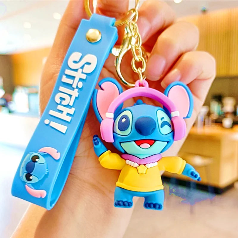 Wholesale New Anime Disney Keychain Mickey Mouse Minnie Lilo & Stitch Cartoon Keyring Key Chain Car Pendant Kids Toys Gifts