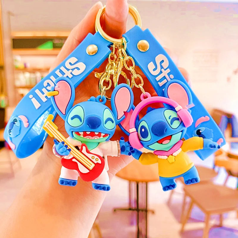 Wholesale New Anime Disney Keychain Mickey Mouse Minnie Lilo & Stitch Cartoon Keyring Key Chain Car Pendant Kids Toys Gifts