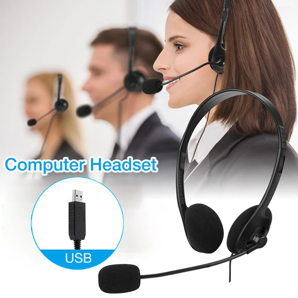 Call Center Wired Headset With Microphone Clear Voice Office School Pc Gaming With Microphone Usb Wired Computer Headset