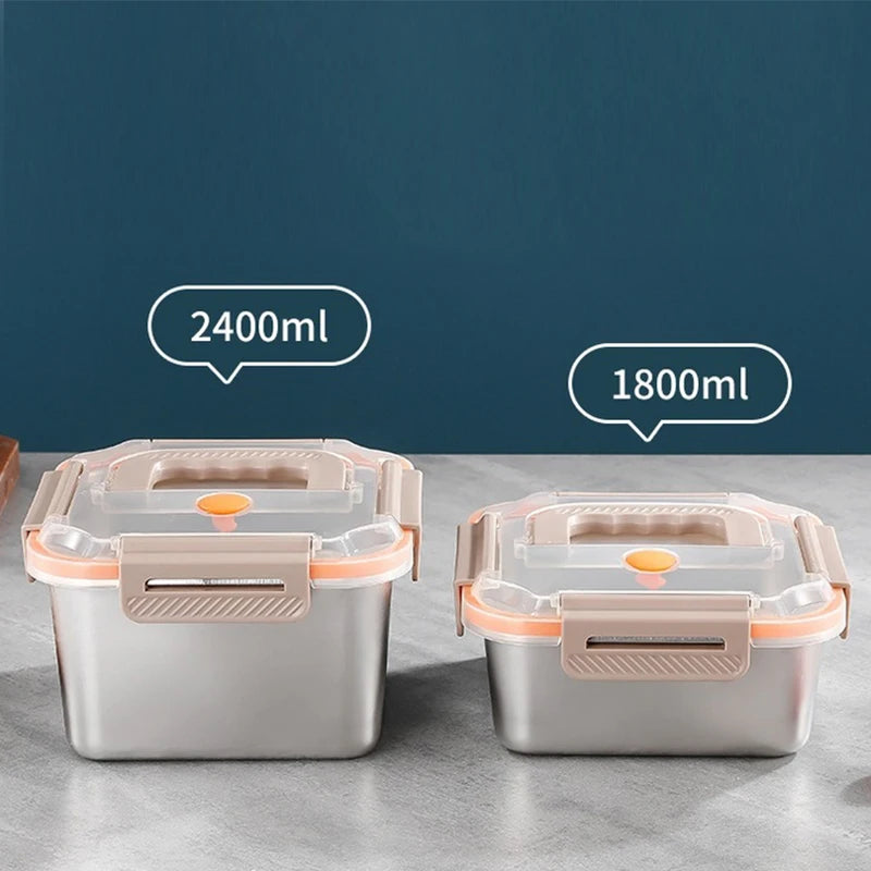 1Pc Stainless Steel Lunch Box Kitchen Fresh-Keeping Portable Sealed Food Storage Containers For Work Picnic Tableware