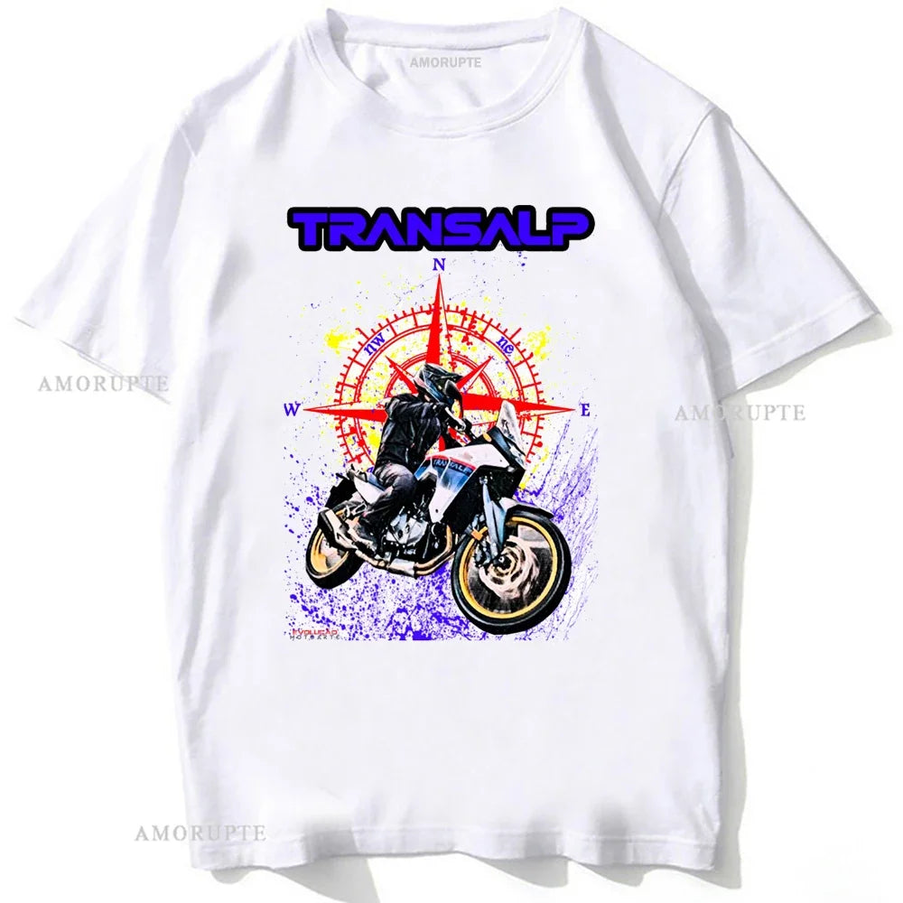 Transalp Big Trail 750 Motorcycle 2023 Rider T-Shirt New Summe Men's Short Sleeve Moto Sport Boy Casual Tees Cool Riding Tops