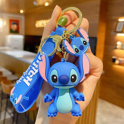 Wholesale New Anime Disney Keychain Mickey Mouse Minnie Lilo & Stitch Cartoon Keyring Key Chain Car Pendant Kids Toys Gifts