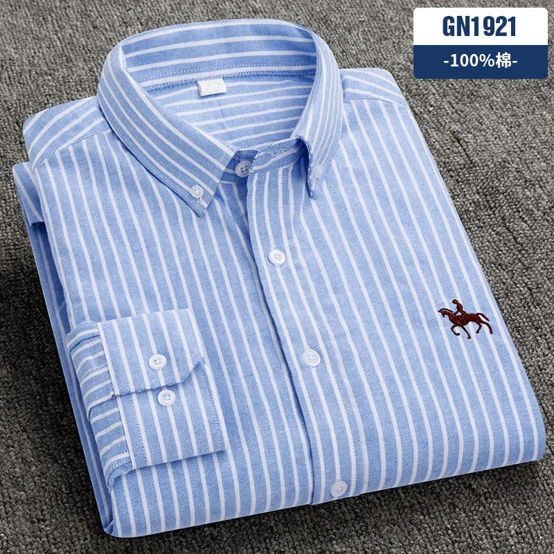 Long Sleeve Pink Shirt For Men Oversize Slim Fit Casual Dress Shirts Four Seasons Cotton Oxford New Fashion Korean Men Clothing