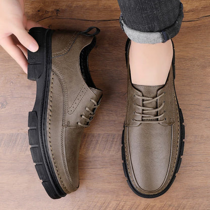 High Quality Brand Men's Genuine Leather Casual Shoes Thick Soles Wear-resistant Work Clothes Men's Office Business Shoes