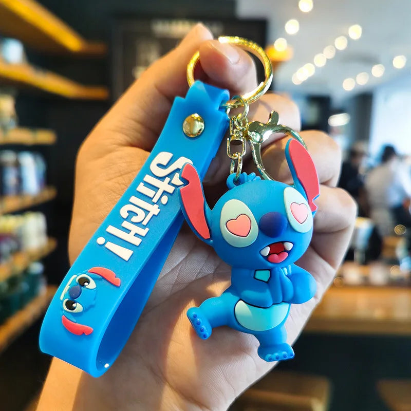 Wholesale New Anime Disney Keychain Mickey Mouse Minnie Lilo & Stitch Cartoon Keyring Key Chain Car Pendant Kids Toys Gifts