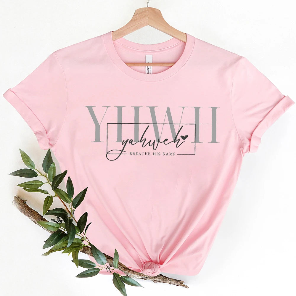 Names of Jesus Yahweh Made To Worship Christian Short Sleeve Yahweh Christian T-Shirts Women's Clothing Faith Positive Religious