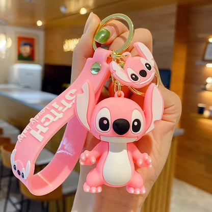 Wholesale New Anime Disney Keychain Mickey Mouse Minnie Lilo & Stitch Cartoon Keyring Key Chain Car Pendant Kids Toys Gifts