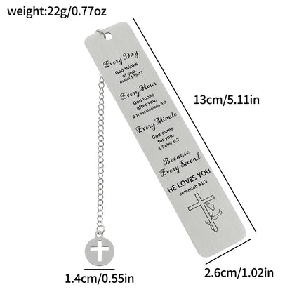 Jesus Cross Stainless Steel Hanger Bookmark, Reading Page Marking Gift for Christians, Reading Gift for Bookworms and Fans