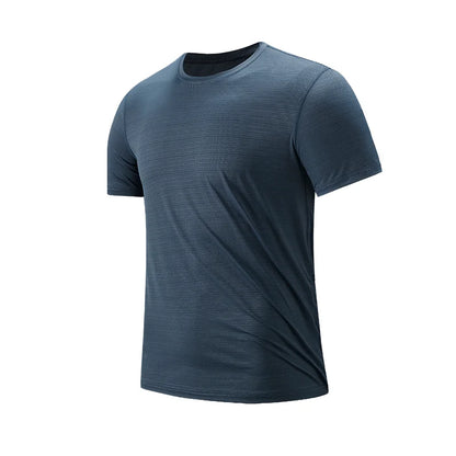 New Ice Silk Quick Dry Sport T Shirt Men 2023 Short Sleeves Summer Casual Mesh Cotton Qlus-Sized T-shirt