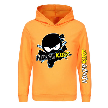 Ninja Kidz Kids Clothes Cotton Hooded Sweater Streetwear Sweatshirt Cartoon Casual Pullover Hip Hop Teenager Boys Girls Clothing