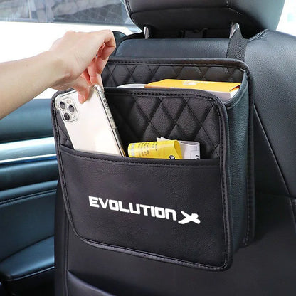 Car Backseat Storage Box Phone Pocket Hanging Holder Pouch PU Leather For Mitsubishi Evolution Car Accessorie Multi Hanging