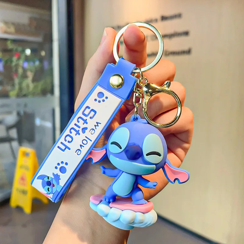 Wholesale New Anime Disney Keychain Mickey Mouse Minnie Lilo & Stitch Cartoon Keyring Key Chain Car Pendant Kids Toys Gifts