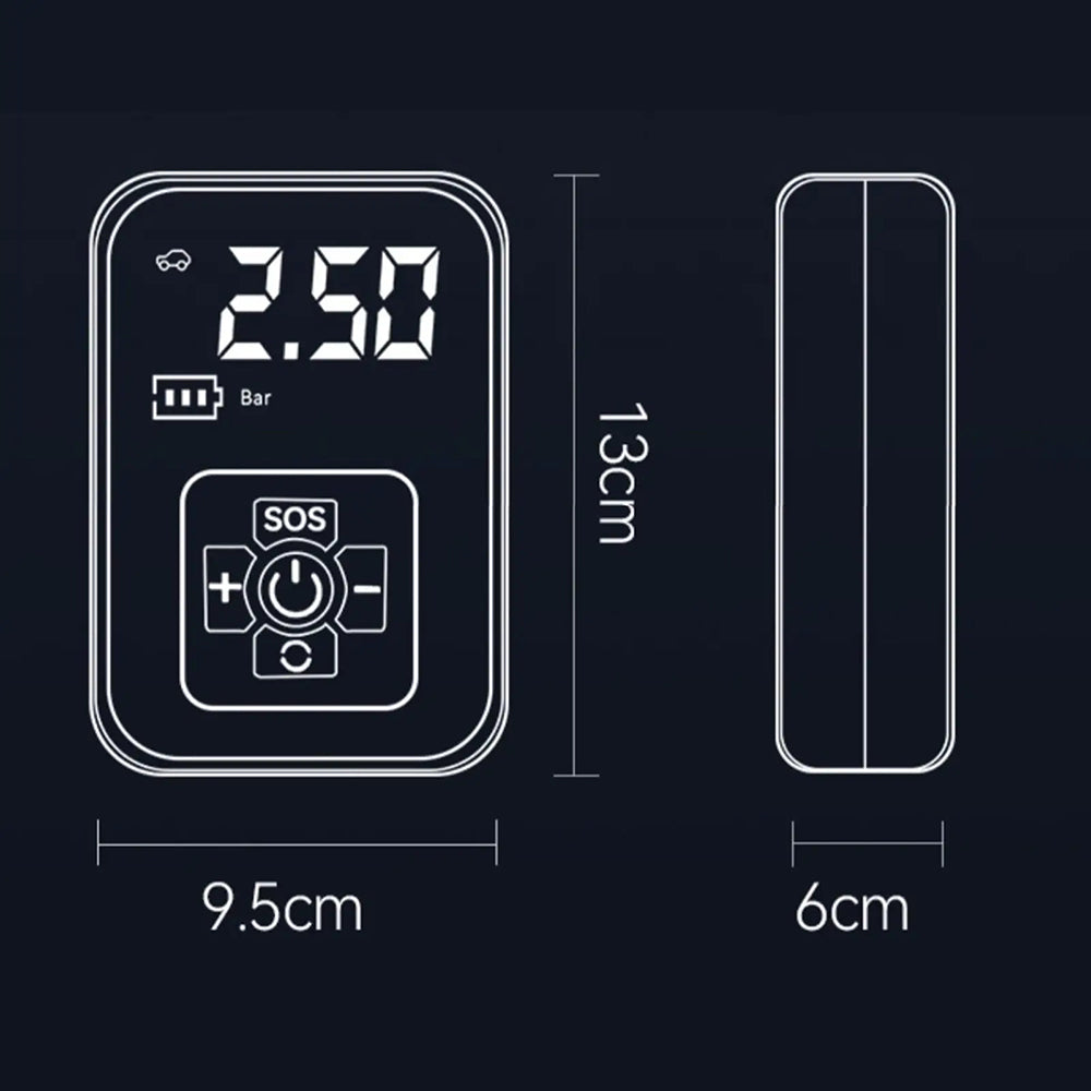 Wireless Electric Car Tyre Inflator Pump - USB Rechargeable