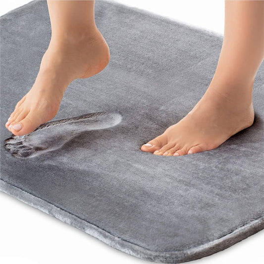 COMFEYA Thick Memory Foam Bath Mat, Soft and Absorbent Velvet Bath Mat with Durable Dots on Bottom, Machine Washable, Shower Floor Rug Room Decor, 89 x 58 x0.5 cm, Grey