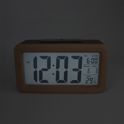 Wooden Digital Alarm Clock Snooze Display Bedside Desk Table Clock