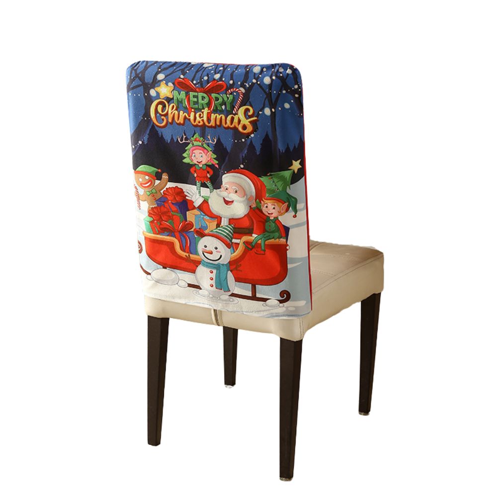 Christmas Chair Cover Festive Stretchable and Washable Slipcover for Dining Room Chairs