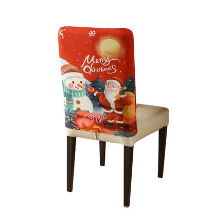 Christmas Chair Cover Festive Stretchable and Washable Slipcover for Dining Room Chairs