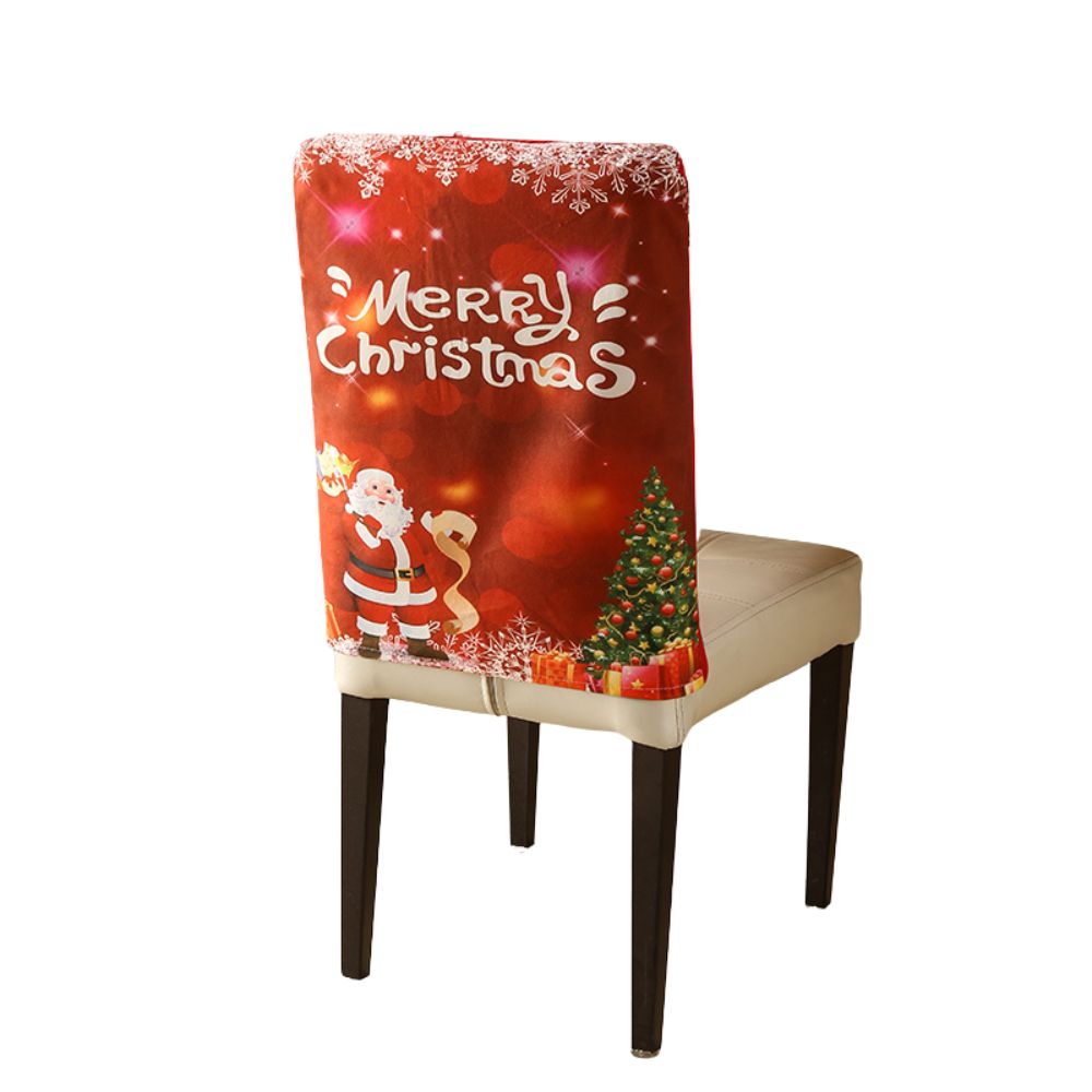 Christmas Chair Cover Festive Stretchable and Washable Slipcover for Dining Room Chairs