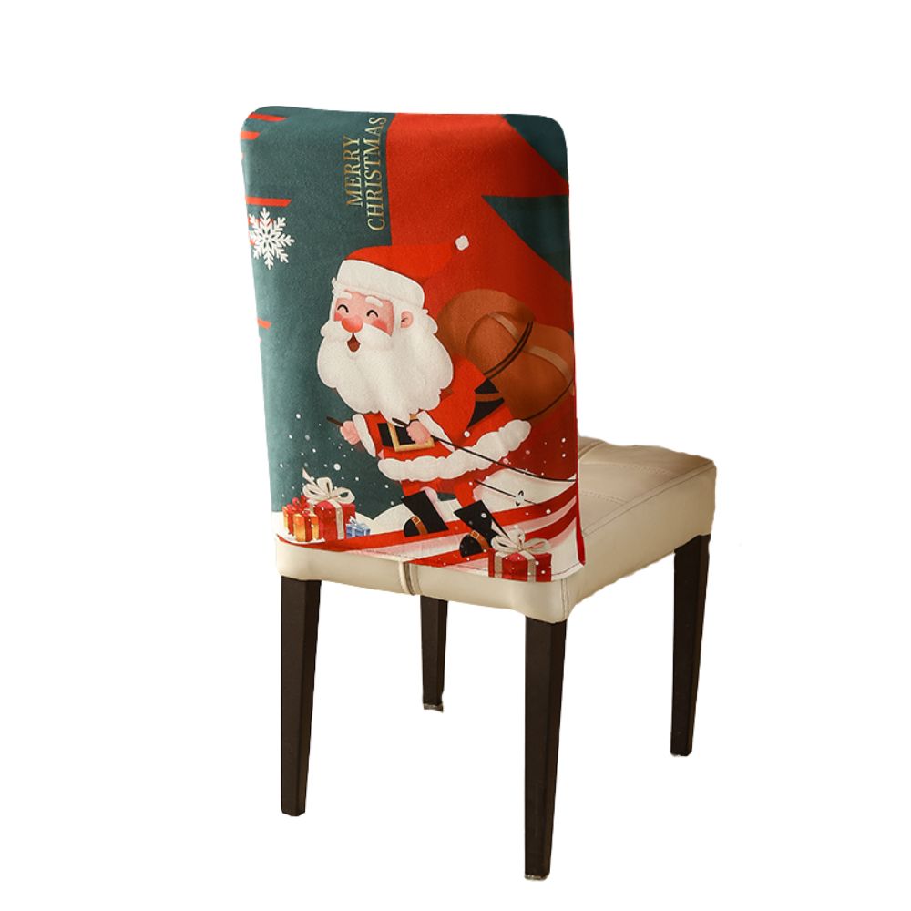 Christmas Chair Cover Festive Stretchable and Washable Slipcover for Dining Room Chairs