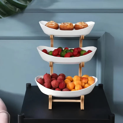 Modern Fruit Basket 2/3 Layer Plastic Snack Dish for Home Living Room