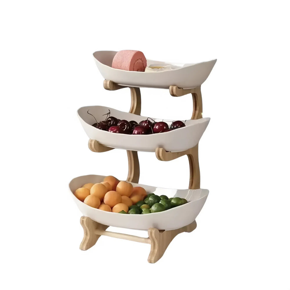 Modern Fruit Basket 2/3 Layer Plastic Snack Dish for Home Living Room