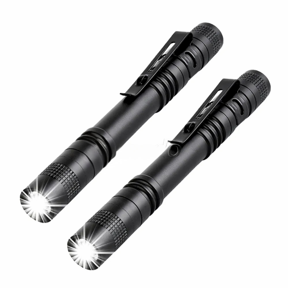 2 Pack Mini LED Torch Super Bright Flashlight Small Lamp Tiny Penlight