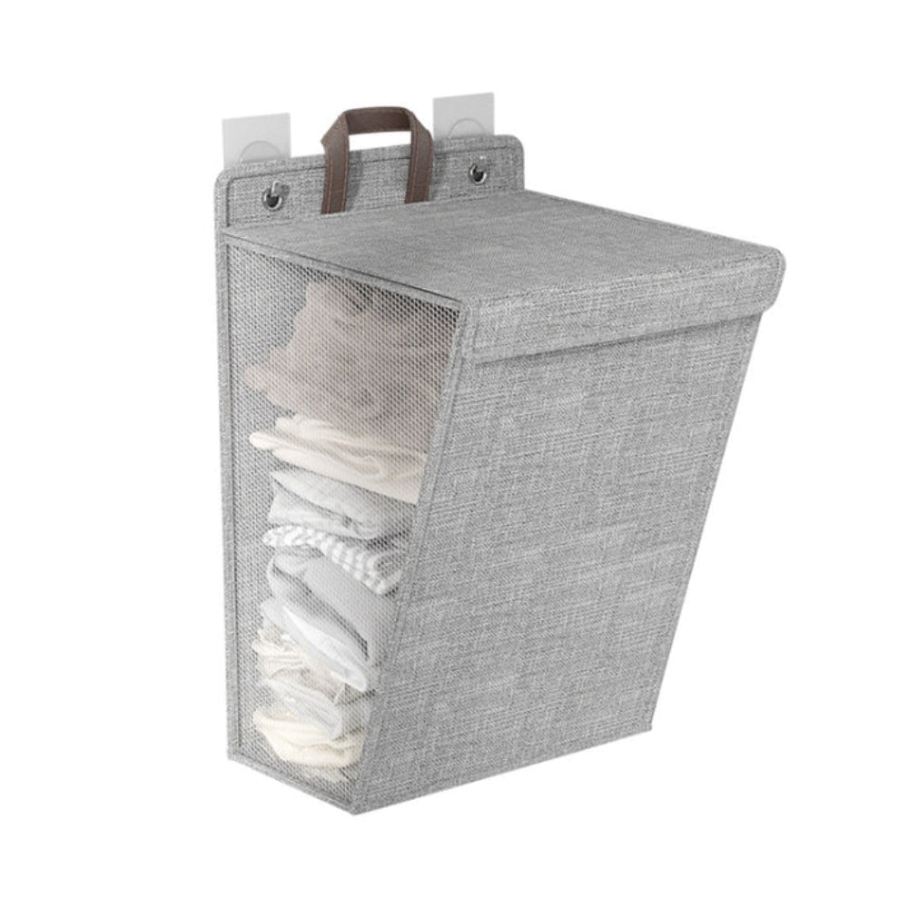 1pc Foldable Adhesive Laundry Basket Hamper Clothes Organizer