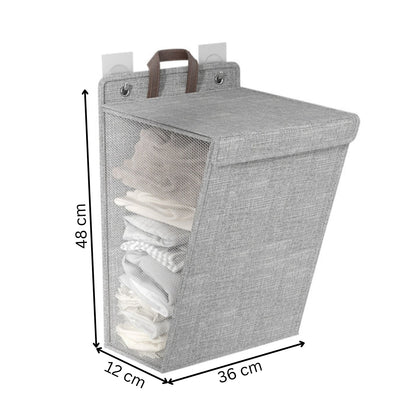 1pc Foldable Adhesive Laundry Basket Hamper Clothes Organizer