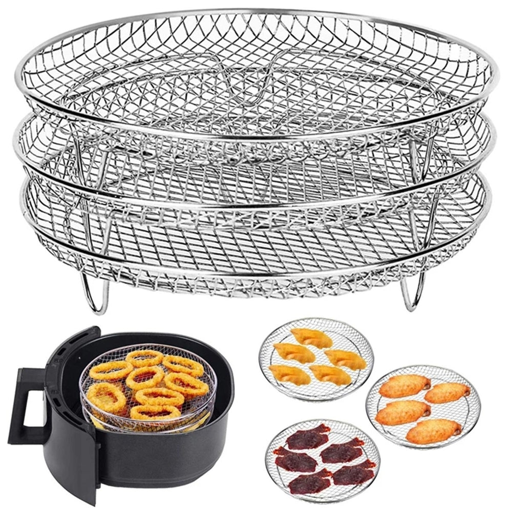 3 Layers Air Fryer Rack Stackable Grilling Rack Stainless Steel