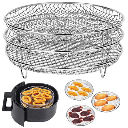 3 Layers Air Fryer Rack Stackable Grilling Rack Stainless Steel