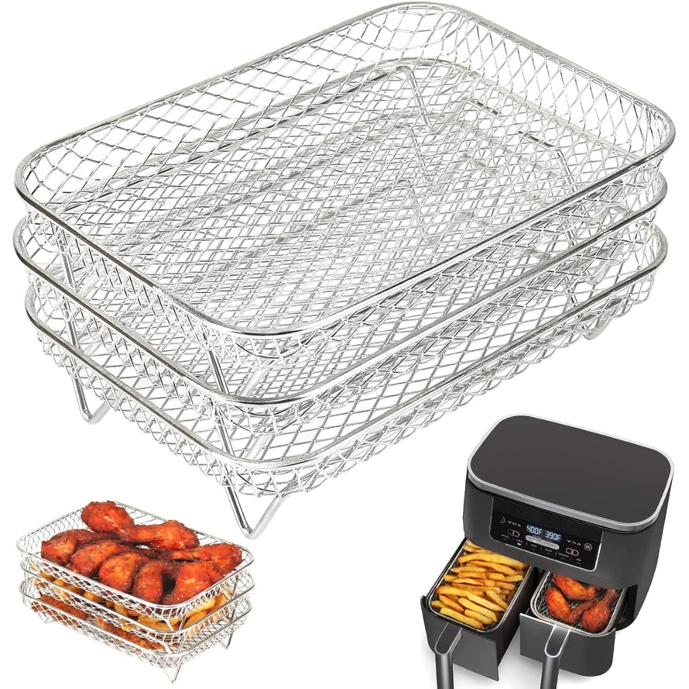 3 Layers Air Fryer Rack Stackable Grilling Rack Stainless Steel