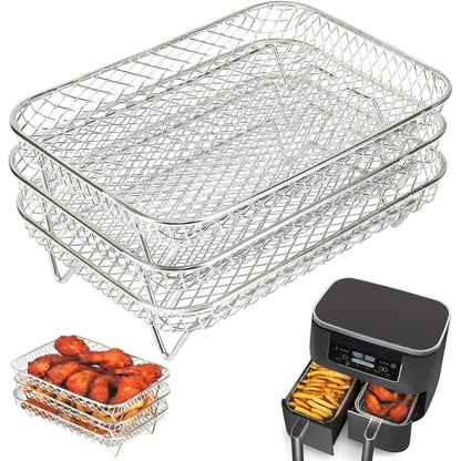 3 Layers Air Fryer Rack Stackable Grilling Rack Stainless Steel