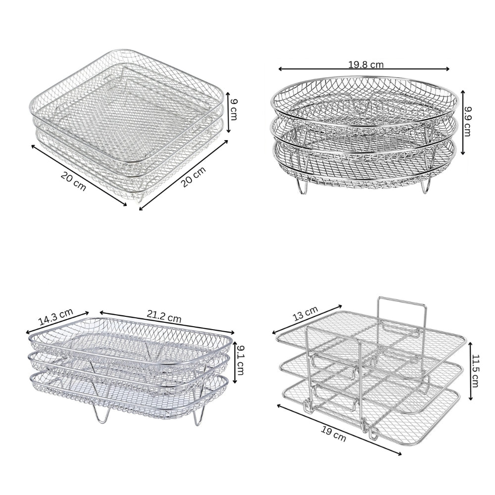 3 Layers Air Fryer Rack Stackable Grilling Rack Stainless Steel