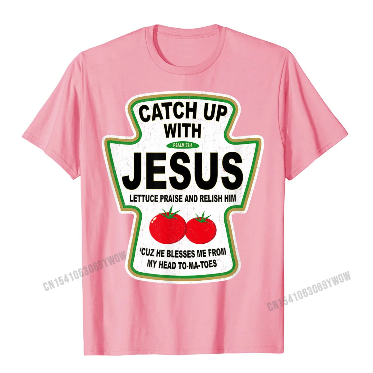 Grunge Christian Catch Up With Jesus Ketchup T-Shirt Top T-Shirts Tops Shirts Funny Harajuku Cotton Casual Gift Men