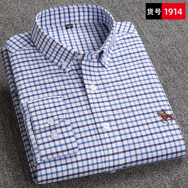 Long Sleeve Pink Shirt For Men Oversize Slim Fit Casual Dress Shirts Four Seasons Cotton Oxford New Fashion Korean Men Clothing