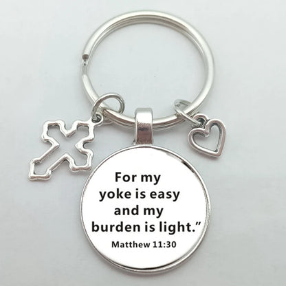 Christian Bible Keychains Cross Heart Charms Scripture Verse Stainless Steel Pendant Key Chain Religious Faith Jewelry