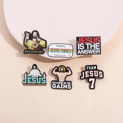 Holy Jesus Enamel Pin San Judas Christian Easter Cross Festival Retro Religious Beliefs Jewelry Brooch Lapel Badge Wholesale