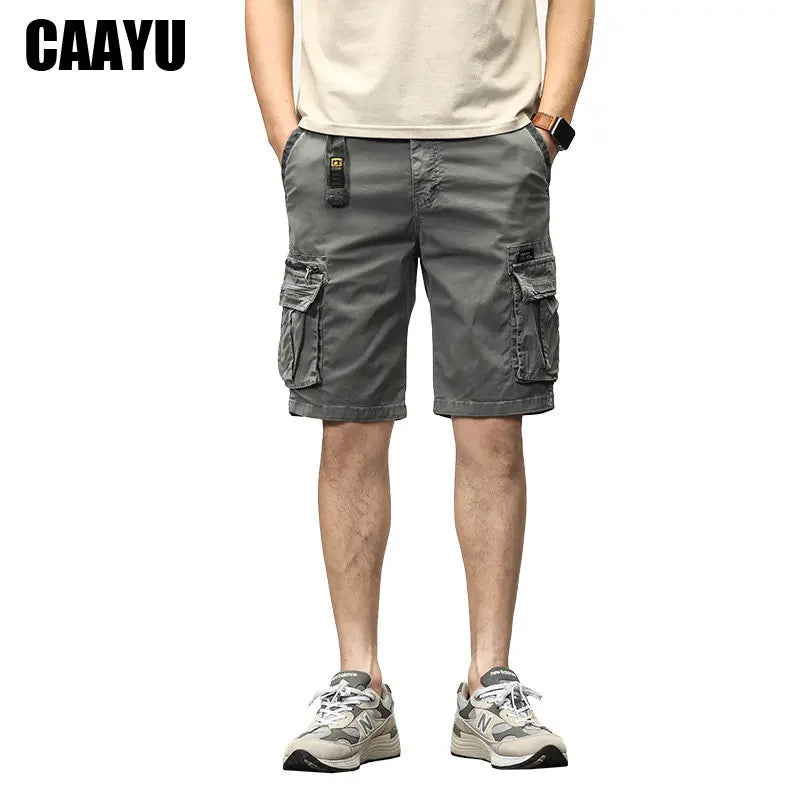 CAAYU Summer Mens Cargo Tactical Short Pants Multi-pocket Shorts Men Oversize Clothing Casual Fashion Jogger Outdoor Khaki Pants