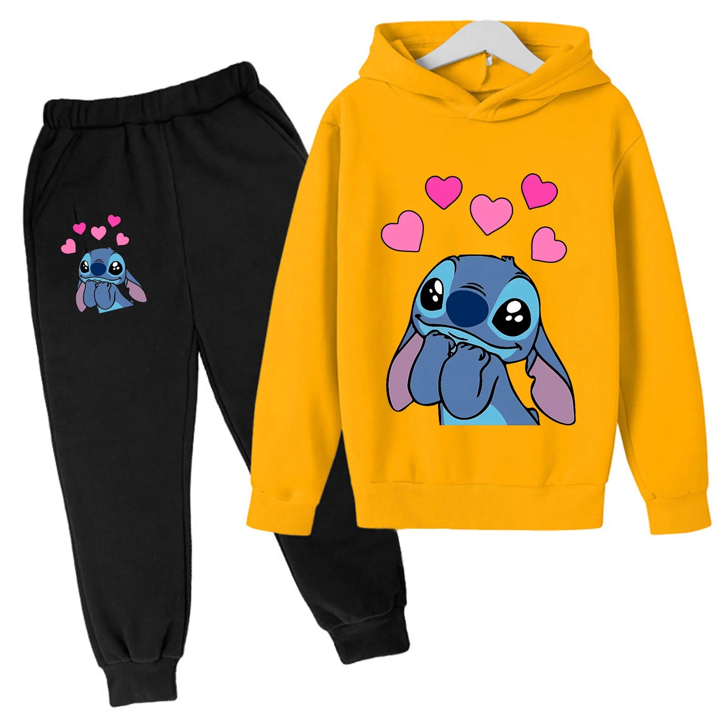 Girls Clothes Stitch Hoodies Sweatshirts Children's Clothing Sets Child Girl Tops + Pants 2 Pcs Suits Kids Boys Tracksuits Set