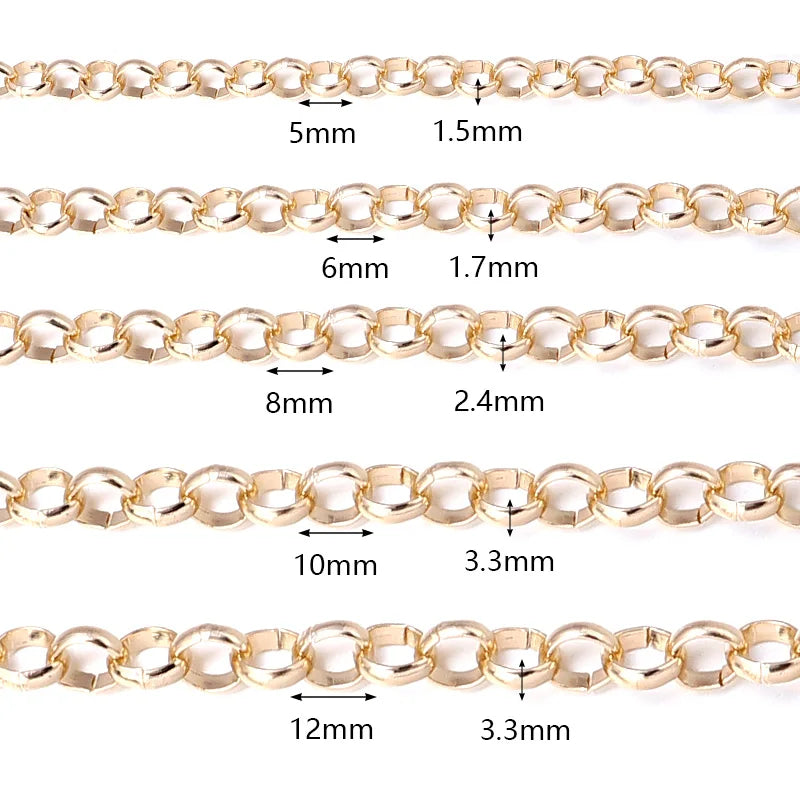 5yard/Roll Dia 5 6 8 10mm Aluminum Round Cross Chain Accessories for Jewelry Making for DIY Bracelet Necklace Fashion Decoration