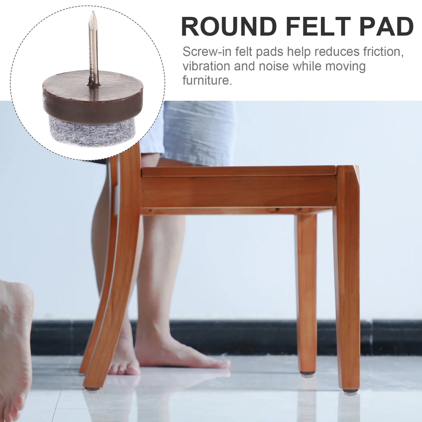 60 Pcs Furniture Felt Feet Non-slip Back Chair Pads Glides Floor Protection Nails Plastic Screw-in