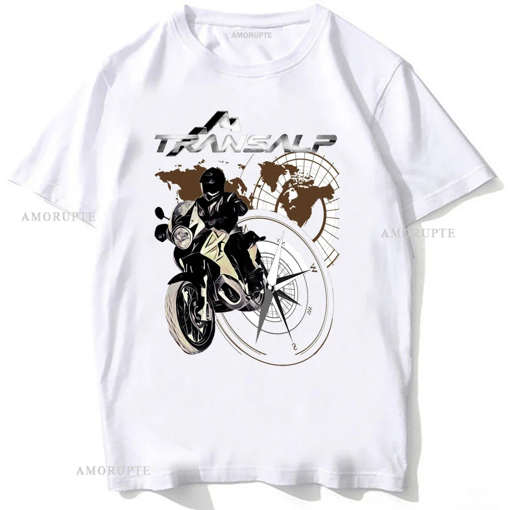 Transalp Big Trail 750 Motorcycle 2023 Rider T-Shirt New Summe Men's Short Sleeve Moto Sport Boy Casual Tees Cool Riding Tops