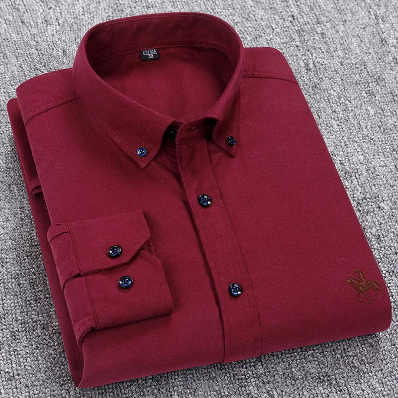 Long Sleeve Pink Shirt For Men Oversize Slim Fit Casual Dress Shirts Four Seasons Cotton Oxford New Fashion Korean Men Clothing