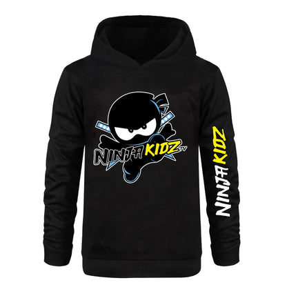 Ninja Kidz Kids Clothes Cotton Hooded Sweater Streetwear Sweatshirt Cartoon Casual Pullover Hip Hop Teenager Boys Girls Clothing