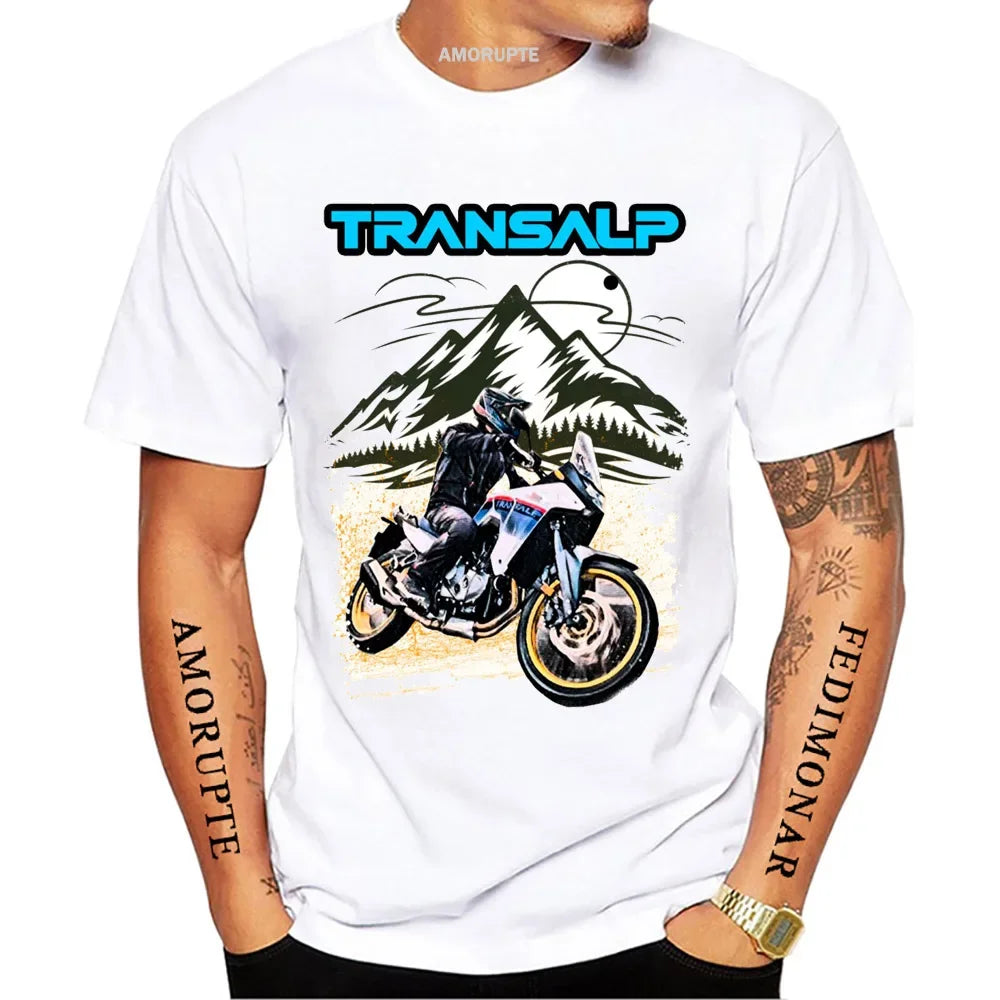 Transalp Big Trail 750 Motorcycle 2023 Rider T-Shirt New Summe Men's Short Sleeve Moto Sport Boy Casual Tees Cool Riding Tops