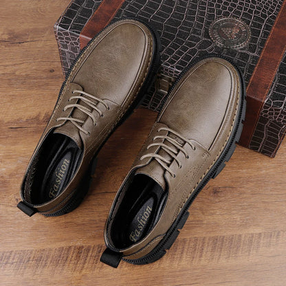 High Quality Brand Men's Genuine Leather Casual Shoes Thick Soles Wear-resistant Work Clothes Men's Office Business Shoes