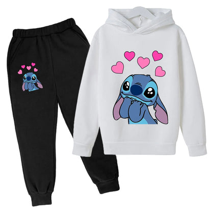 Girls Clothes Stitch Hoodies Sweatshirts Children's Clothing Sets Child Girl Tops + Pants 2 Pcs Suits Kids Boys Tracksuits Set