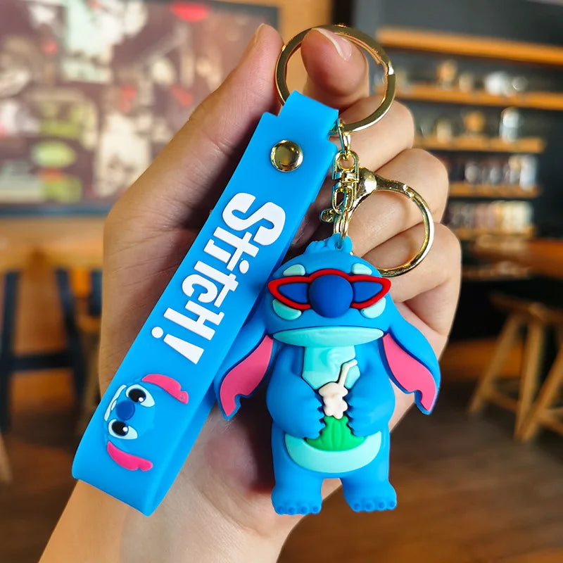 Wholesale New Anime Disney Keychain Mickey Mouse Minnie Lilo & Stitch Cartoon Keyring Key Chain Car Pendant Kids Toys Gifts