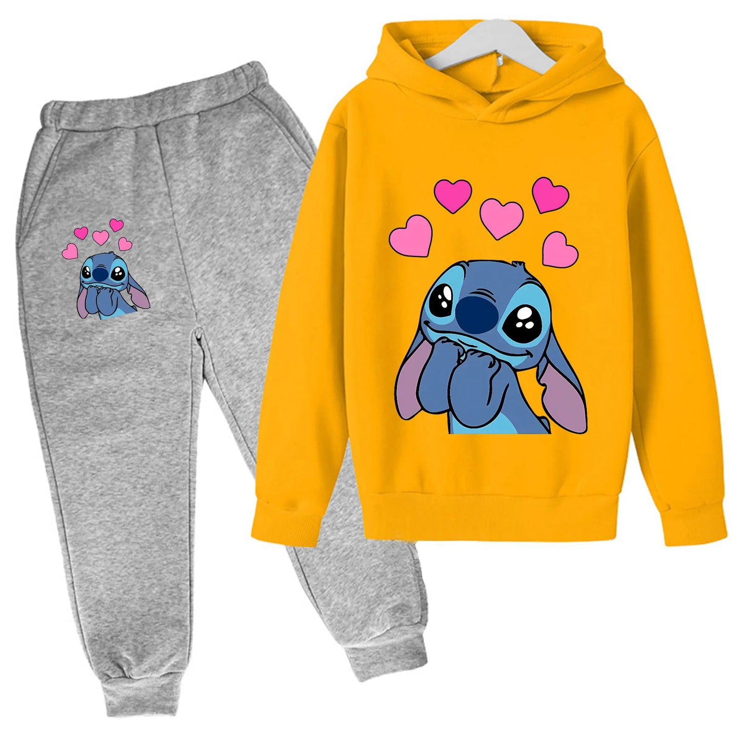 Girls Clothes Stitch Hoodies Sweatshirts Children's Clothing Sets Child Girl Tops + Pants 2 Pcs Suits Kids Boys Tracksuits Set